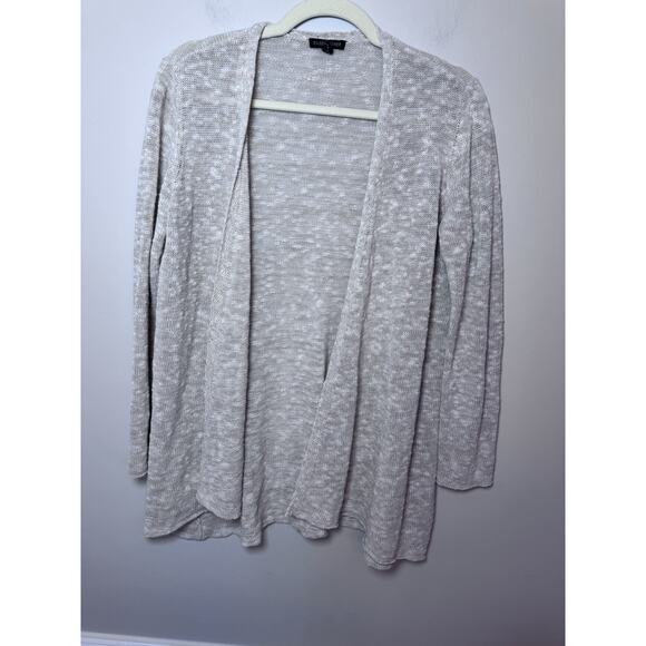Eileen Fisher size small sweater long open front cardigan cotton linen beige - Picture 1 of 13